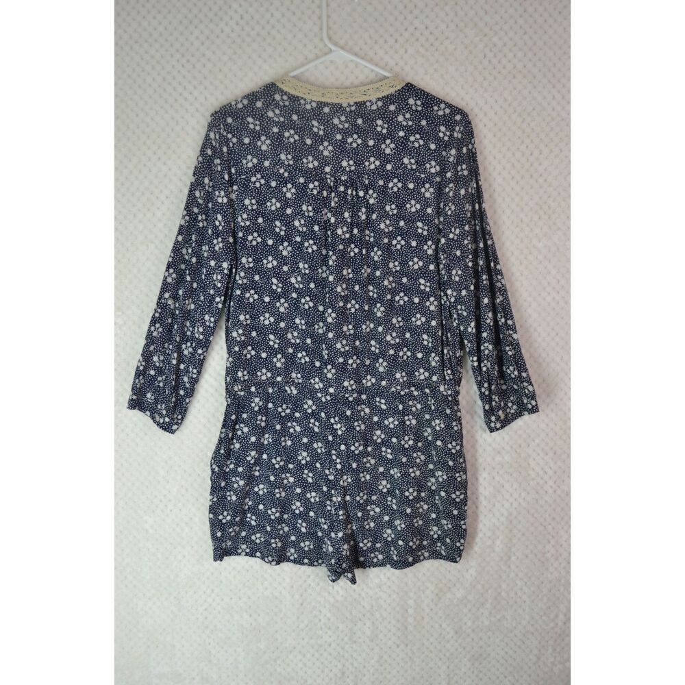 Ellison Women's Large Blue Floral 3/4 Sleeve One Piece Romper - Picture 8 of 13